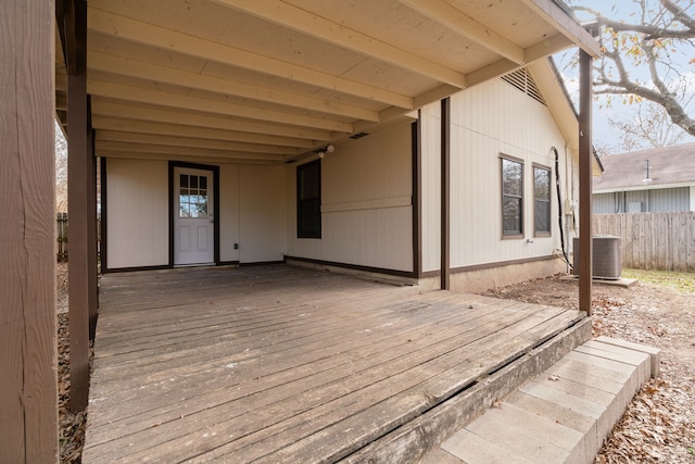 deck with central AC unit