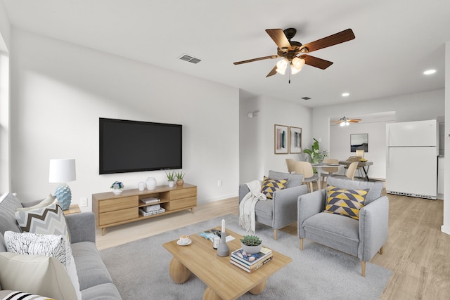 living room featuring light wood-type flooring