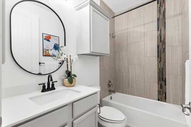 full bathroom with toilet, shower / tub combination, and vanity