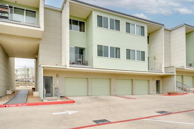 exterior space with a garage