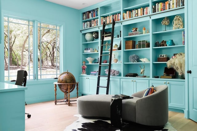 sitting room with light wood-type flooring