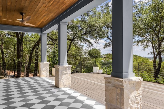 view of patio / terrace featuring ceiling fan