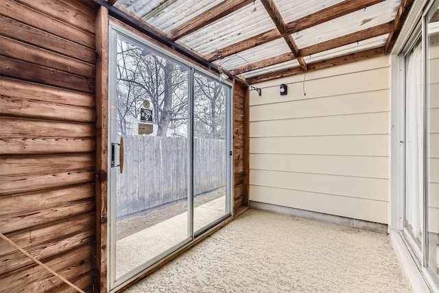 view of unfurnished sunroom