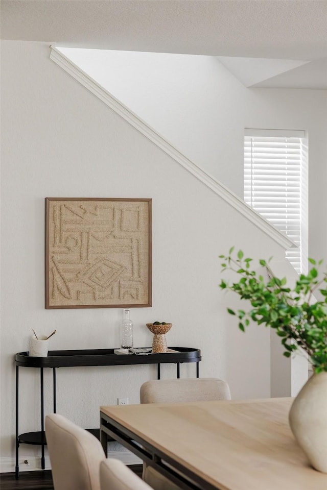 dining space with hardwood / wood-style flooring