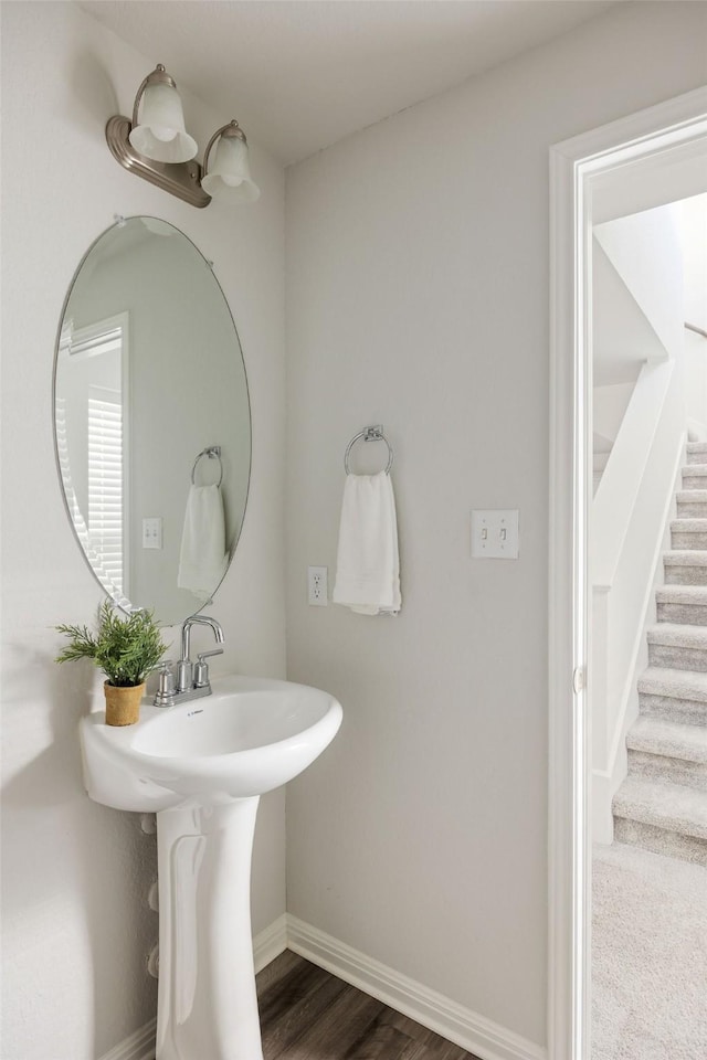 bathroom featuring wood-type flooring