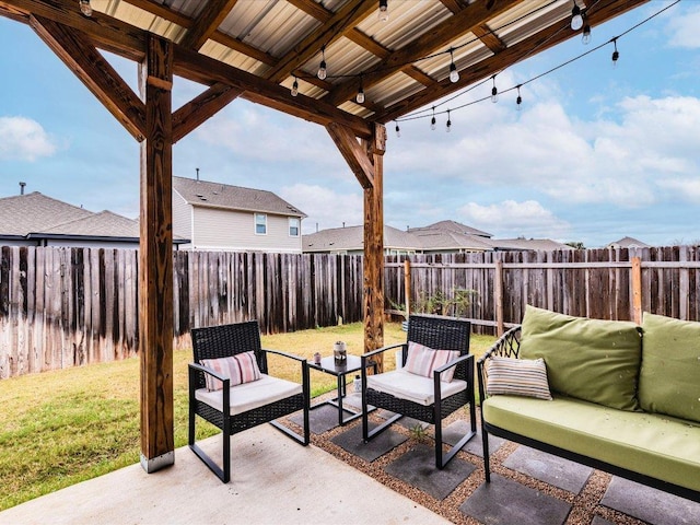 view of patio / terrace with outdoor lounge area and a fenced backyard