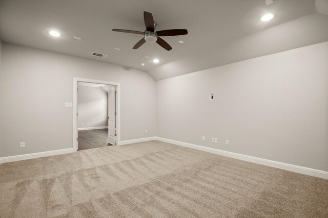 3816 Tango Ct, Leander, TX 78641 - unfurnished room featuring carpet floors, a ceiling fan, recessed lighting, and lofted ceiling