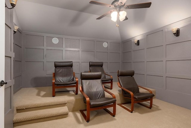 974 Clear Springs Holw, Buda, TX 78610 - carpeted home theater room with a decorative wall and ceiling fan
