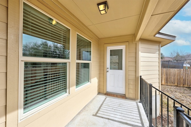 doorway to property featuring a balcony