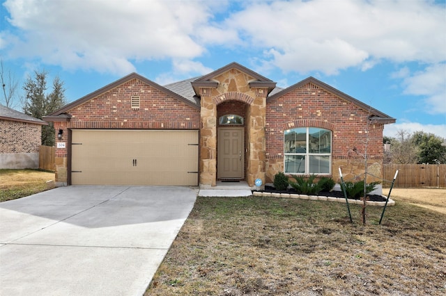 front of property with a front yard and a garage