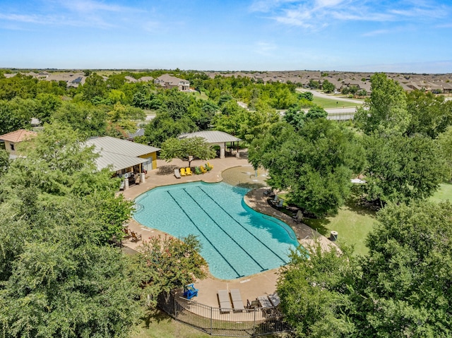 view of swimming pool with a patio and a gazebo