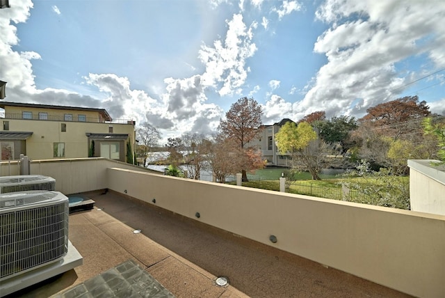 balcony featuring central AC unit