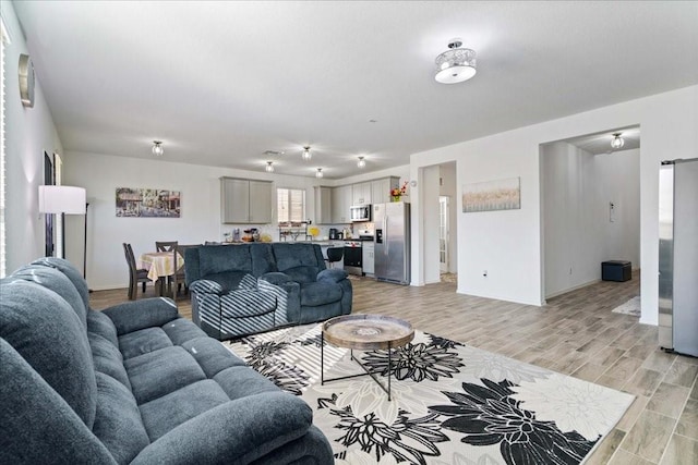 living room featuring light hardwood / wood-style floors