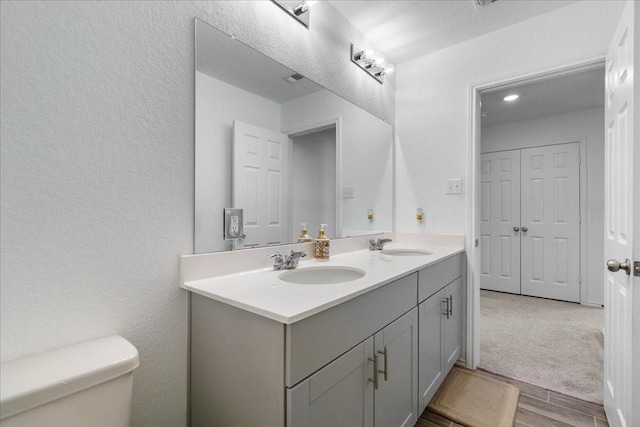 bathroom with toilet and vanity