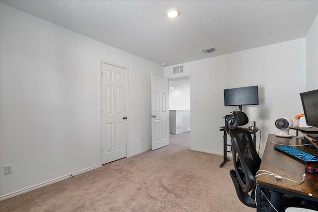 view of carpeted home office