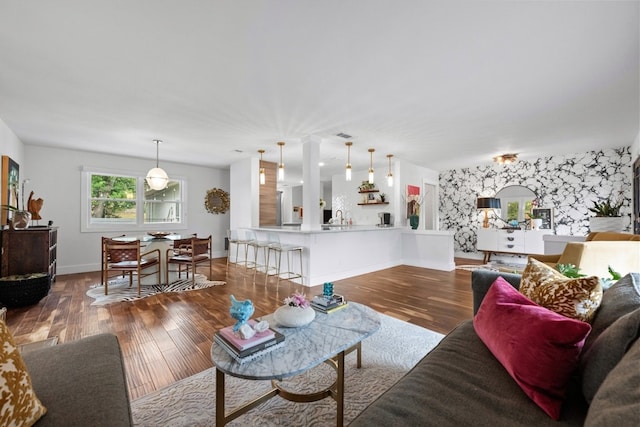 living room featuring hardwood / wood-style floors