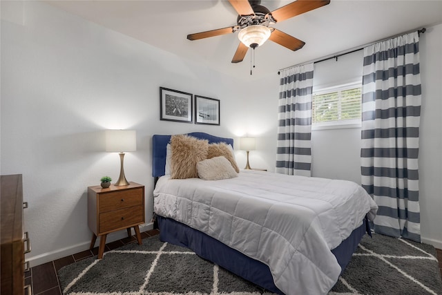 bedroom featuring ceiling fan