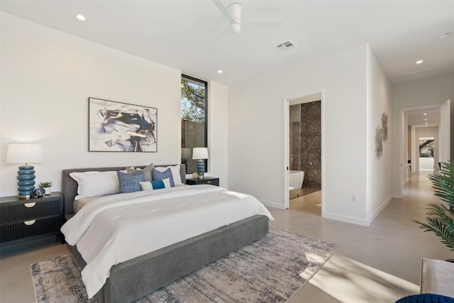 2512 Ridgeview St, Austin, TX 78704 - bedroom featuring concrete floors, recessed lighting, and ensuite bath