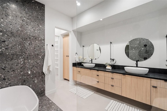 2512 Ridgeview St, Austin, TX 78704 - bathroom with double vanity and a freestanding tub
