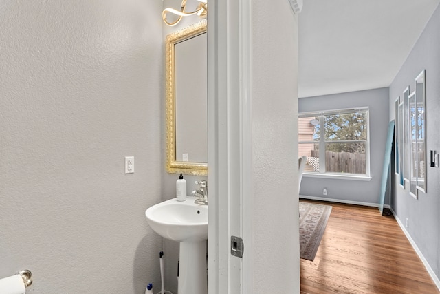 bathroom featuring hardwood / wood-style floors