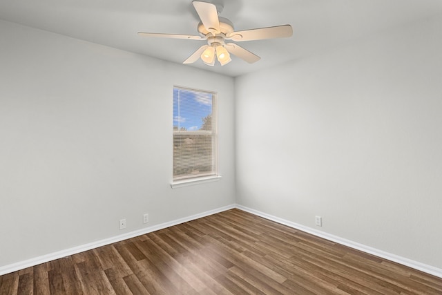 unfurnished room featuring ceiling fan and hardwood / wood-style flooring