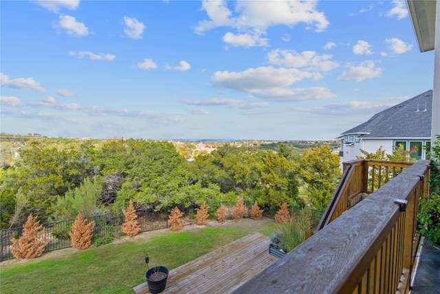 view of yard featuring a wooden deck