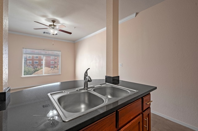 kitchen featuring sink and crown molding