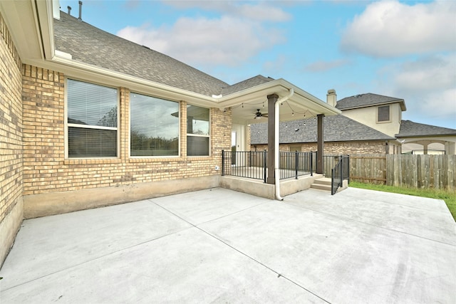 view of patio with ceiling fan