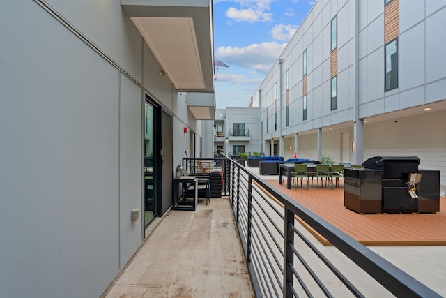 balcony featuring area for grilling