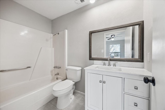 5300 Mccandless St, Austin, TX 78756 - full bathroom with vanity, tile patterned flooring, shower / bath combination, and a ceiling fan