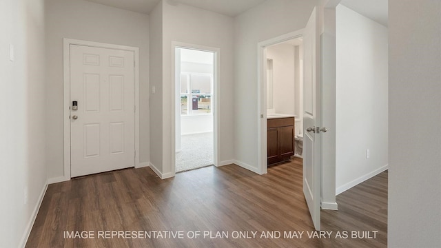 foyer entrance featuring dark hardwood / wood-style flooring