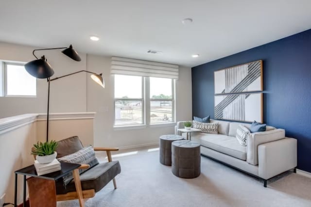 living room with carpet flooring