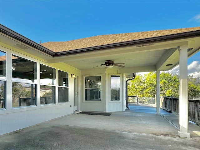 view of patio / terrace featuring ceiling fan