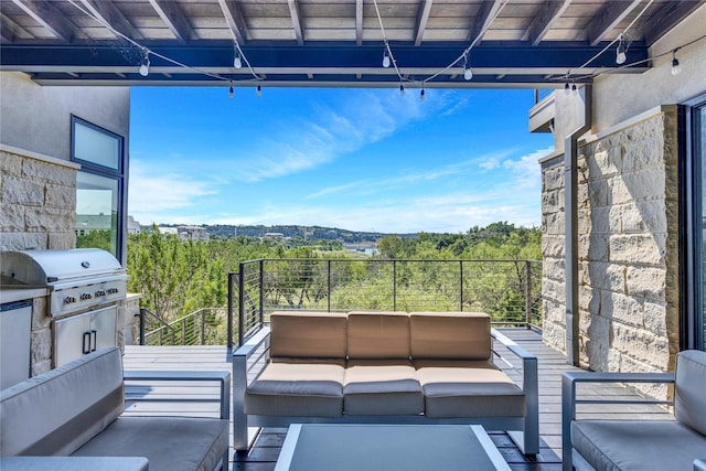 view of patio featuring area for grilling and an outdoor living space