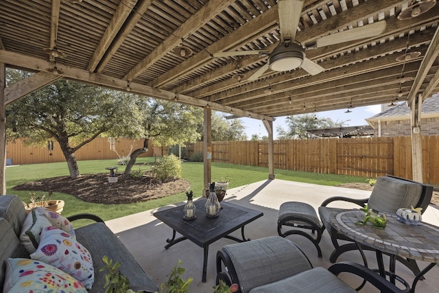 view of patio with ceiling fan