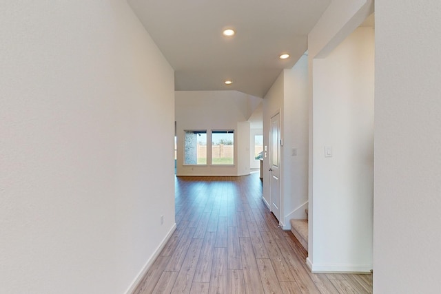 hall featuring light wood-type flooring