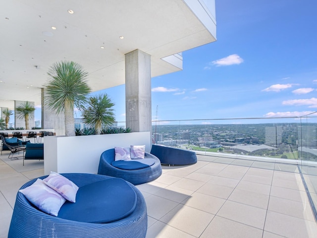 view of patio / terrace featuring a balcony and an outdoor hangout area