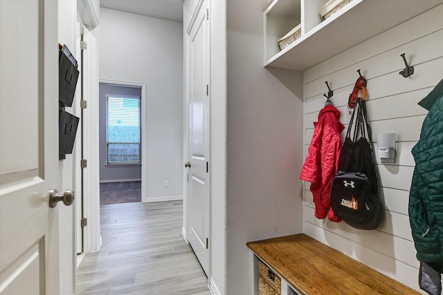 mudroom featuring light wood-type flooring