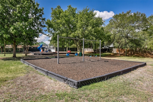 view of jungle gym with a yard