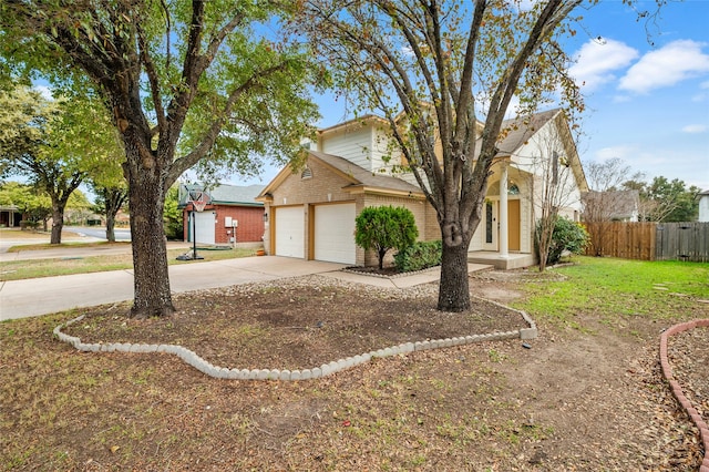 view of front of property with a garage