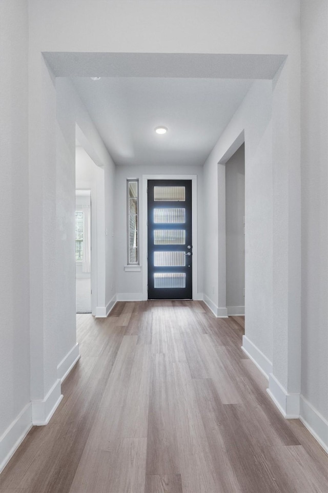 entryway with light wood-type flooring