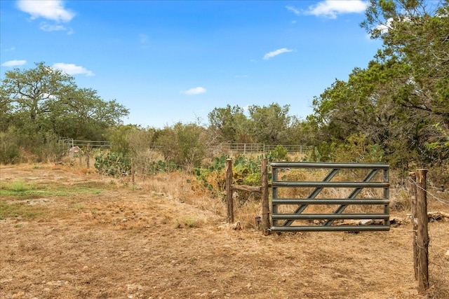 view of gate with a rural view