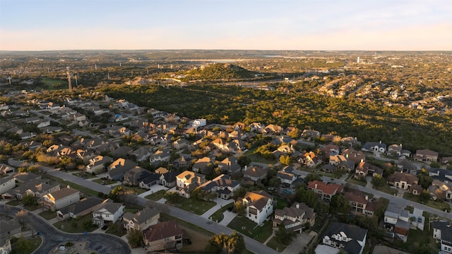 view of aerial view at dusk