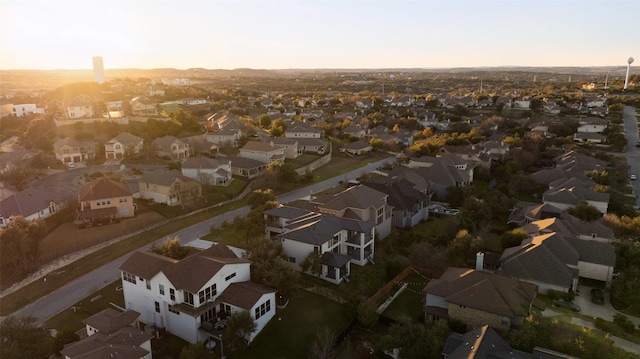 view of aerial view at dusk