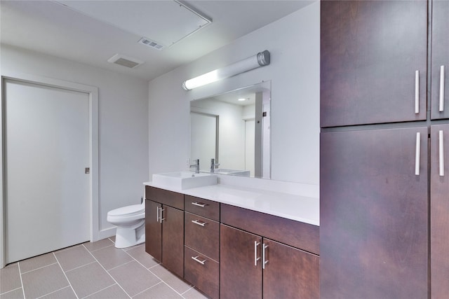 bathroom with tile patterned flooring, vanity, and toilet