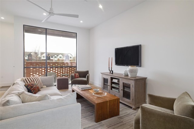 3008 Sorin St, Austin, TX 78723 - living area featuring ceiling fan, recessed lighting, and baseboards