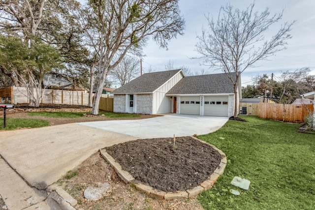 ranch-style house with a front lawn and a garage