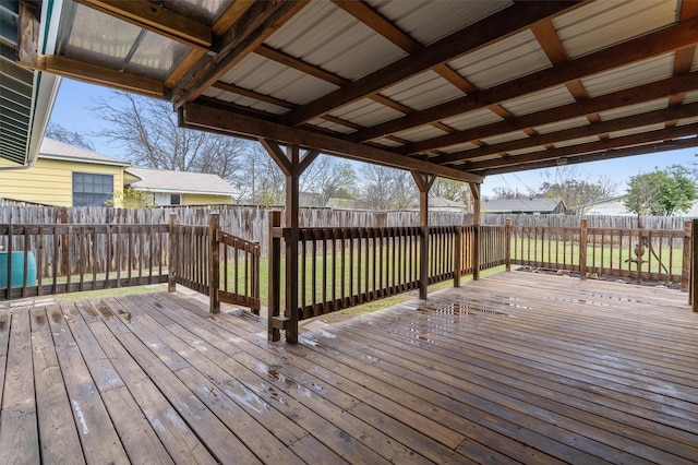 wooden deck with a yard