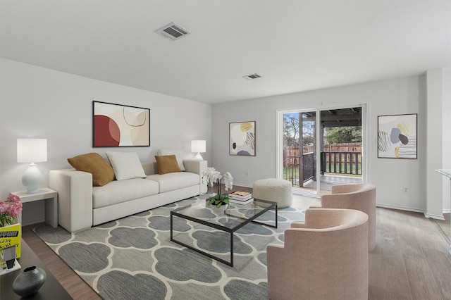 living room featuring light hardwood / wood-style flooring