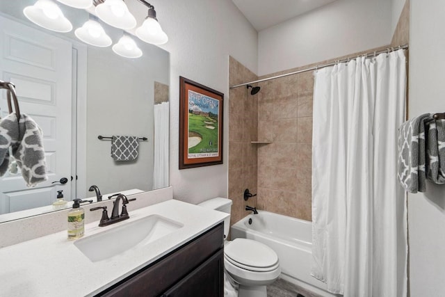 full bathroom featuring toilet, vanity, and shower / bath combo